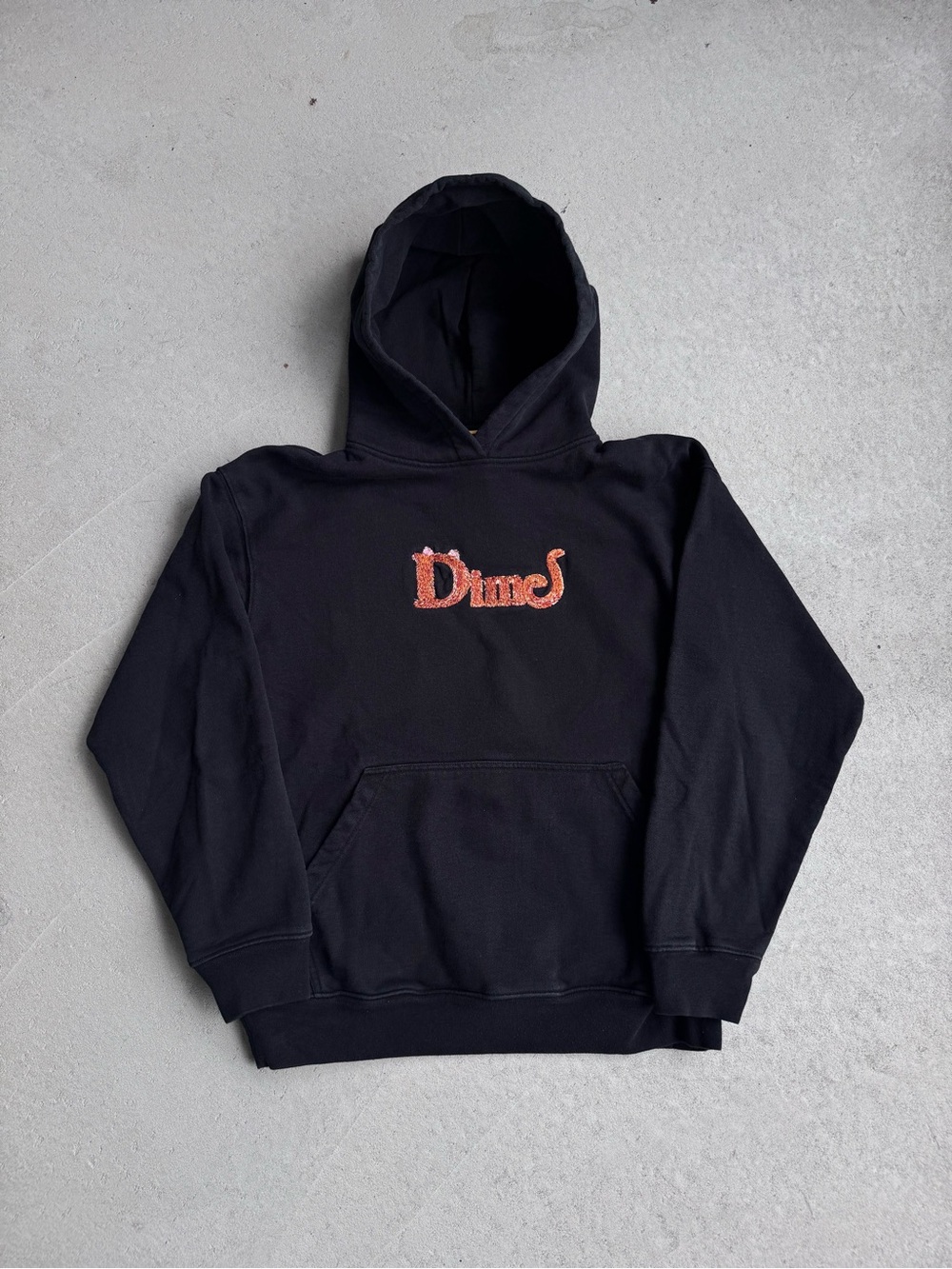 Black Hoodie with Red Script Logo - Dime